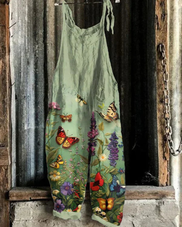 ELVA – Bestickter Overall mit Blumen & Schmetterlingen