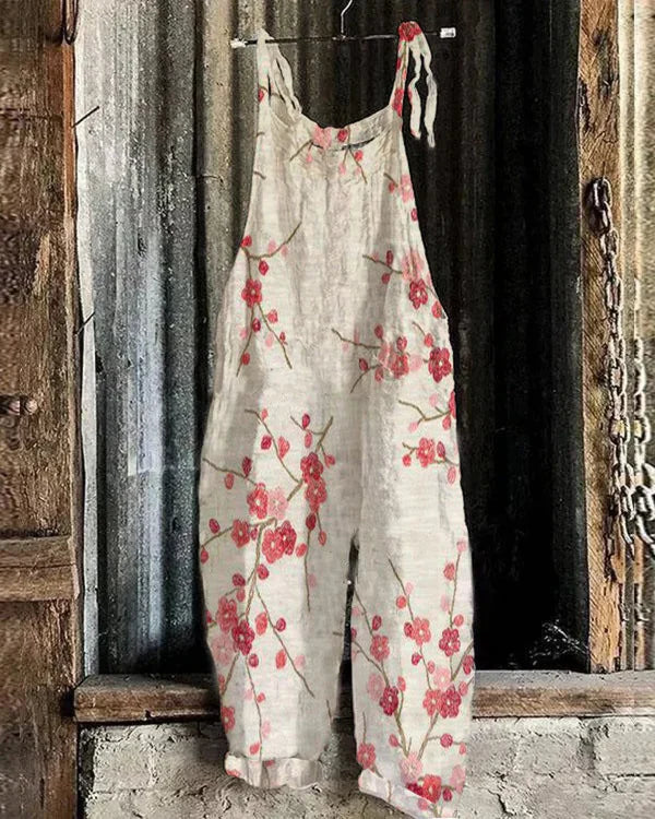 MEIKO – Retro-Overall mit Pflaumenblütenprint