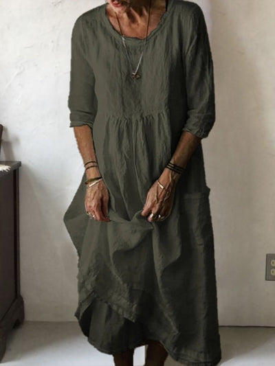 LINNEA – Lockere Maxikleid mit Rundhalsausschnitt