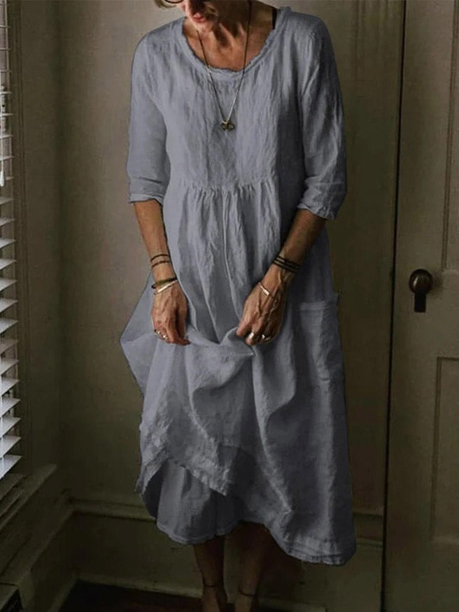 LINNEA – Lockere Maxikleid mit Rundhalsausschnitt