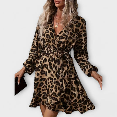 LEONA – Kleid mit Leo-Print und Bindegürtel