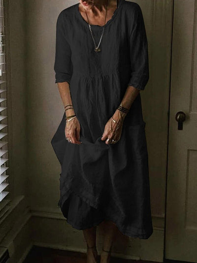 LINNEA – Lockere Maxikleid mit Rundhalsausschnitt