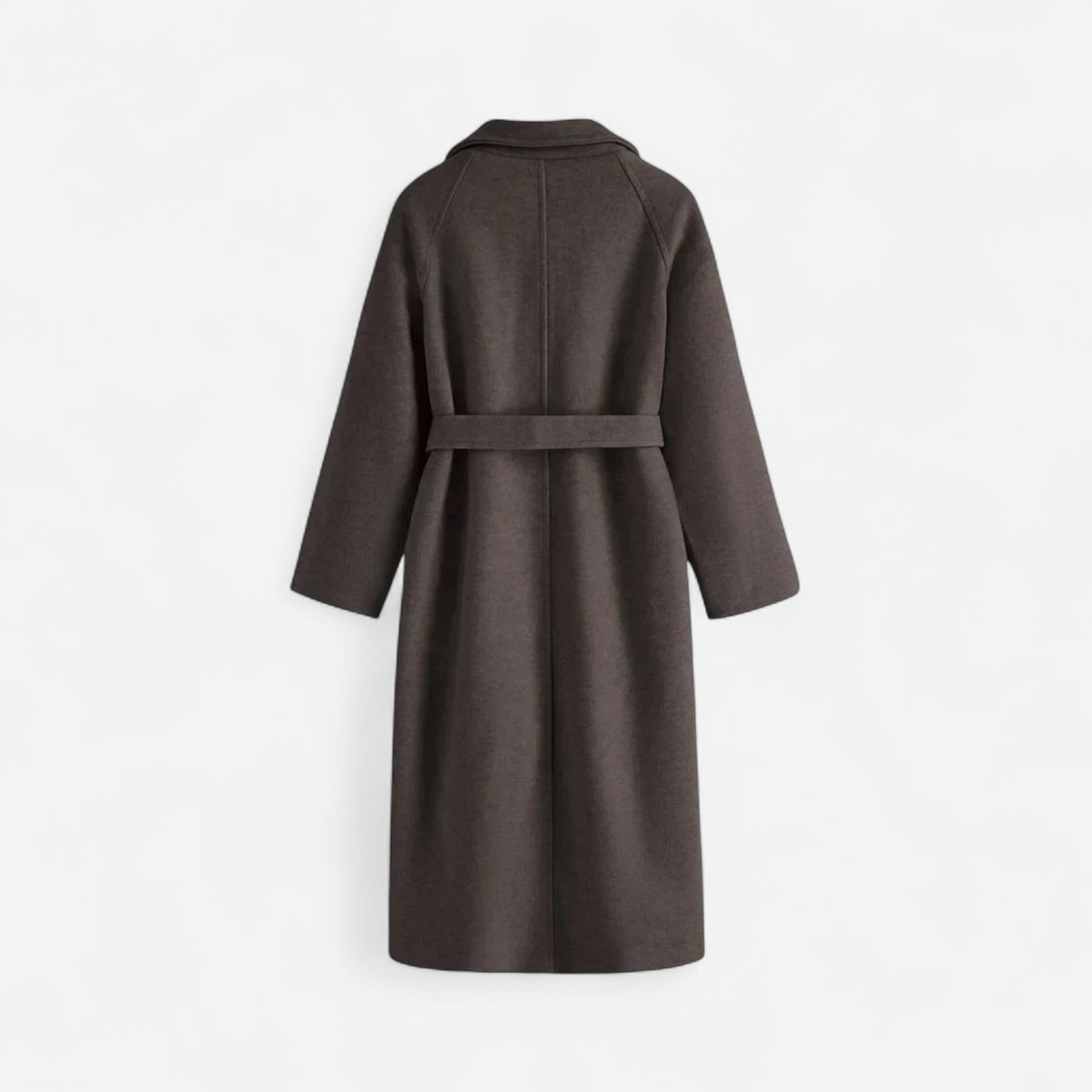 Damen Langmantel aus Wolle – Minimalistisches Design mit Gürtel