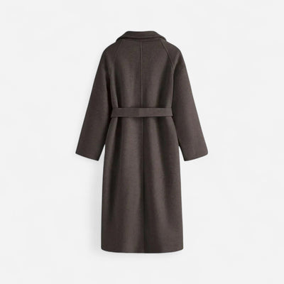 Damen Langmantel aus Wolle – Minimalistisches Design mit Gürtel