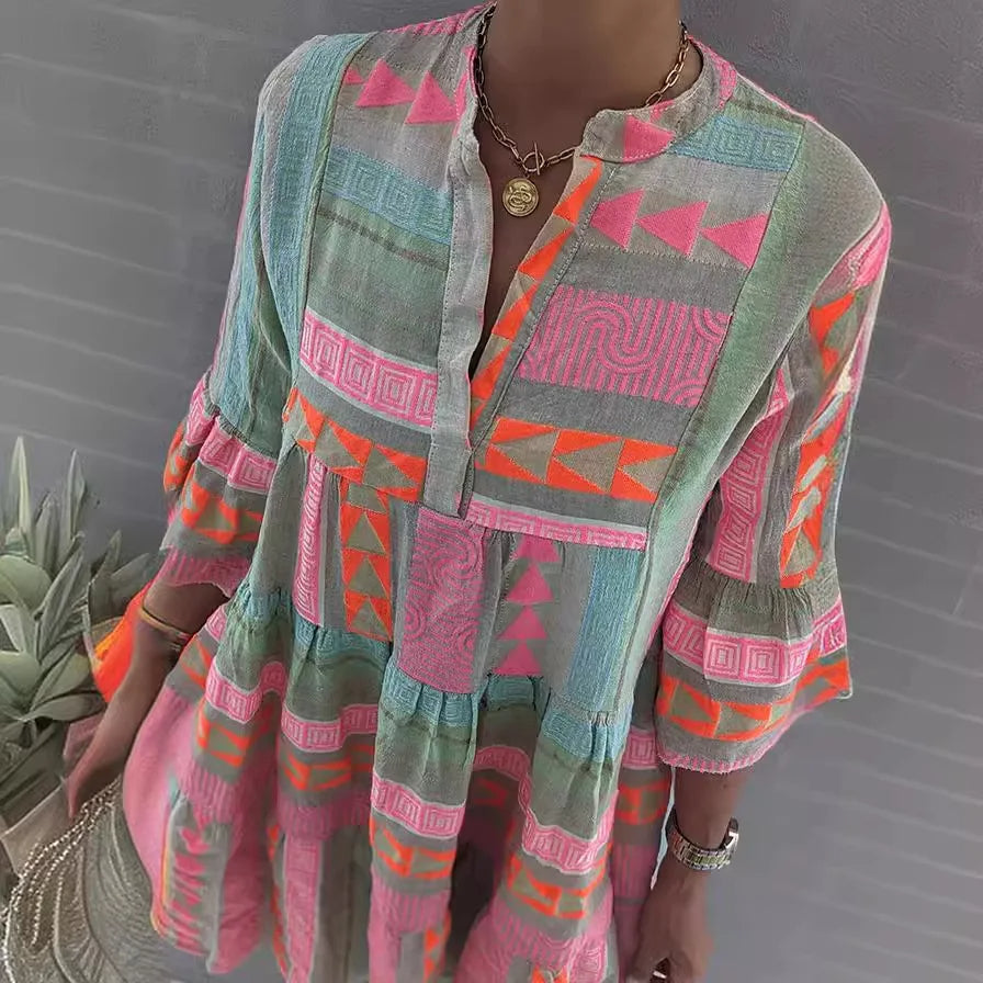 CHLOE – Kurzes Boho-Kleid mit Streifen