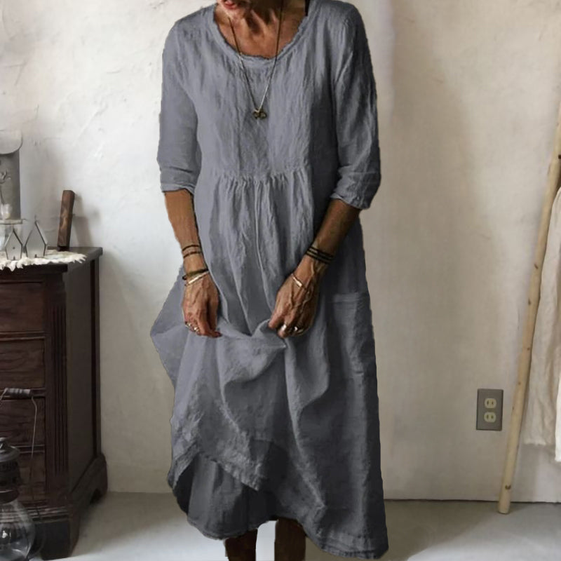 LINNEA – Lockere Maxikleid mit Rundhalsausschnitt