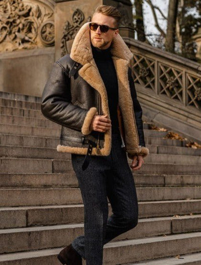 Fletcher™ | Premium Lammfell Lederjacke