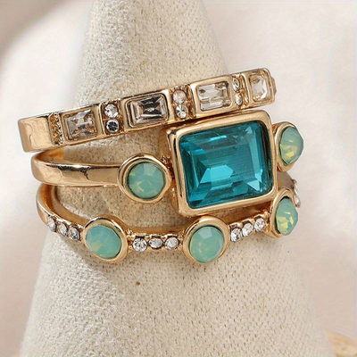 Vintage-Ring-Set mit blauem Zirkon