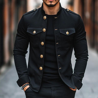 Herrenjacke Janusz im Vintage-Casual-Stil mit Stehkragen und Knöpfen