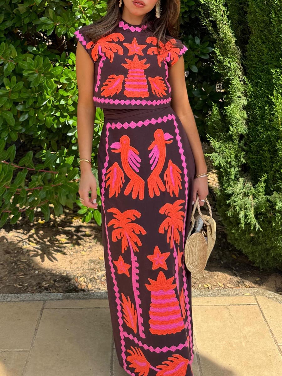 Katia - Bedrucktes Set Top und Rock