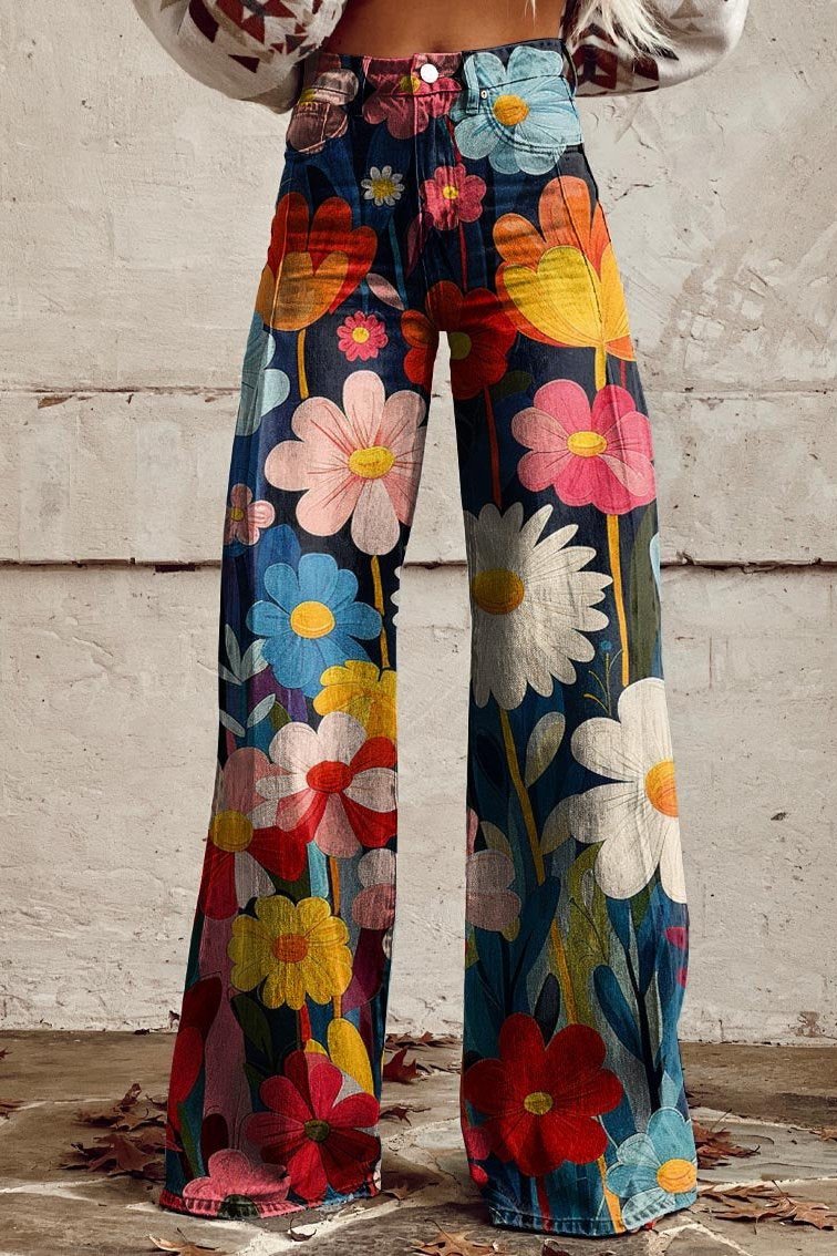 Elisa | Schlaghose mit floralem Muster